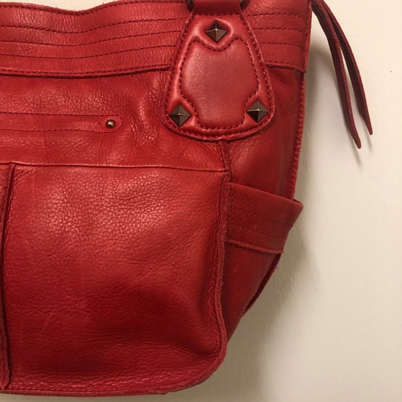 B Makowsky Red Leather ZIP Closure Bag - Picture 12 of 16